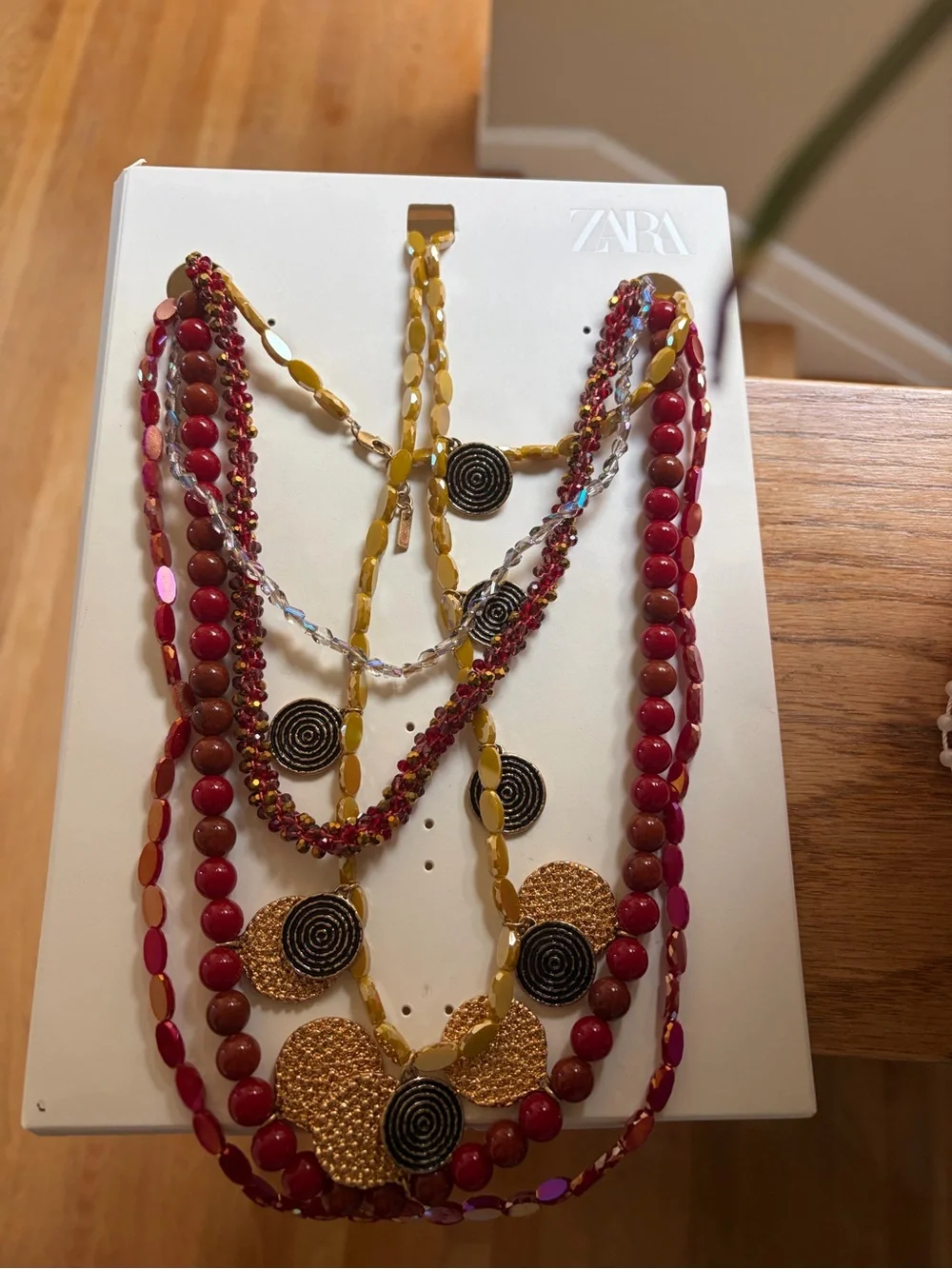 Zara Red and Gold Layered Beaded Necklace
